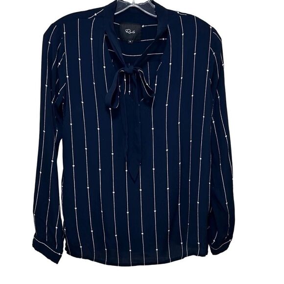 Rails - "Rhea" Stars and Stripes Necktie Blouse - Size XS, Navy Blue, White - Picture 3 of 13